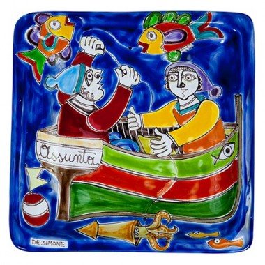 Piatto Quadrato 24x24 DS 22 Pescatori Piatto Quadrato 24x24 DS 22 Pescatori